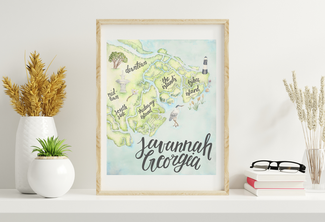 Savannah Georgia Map Art Print