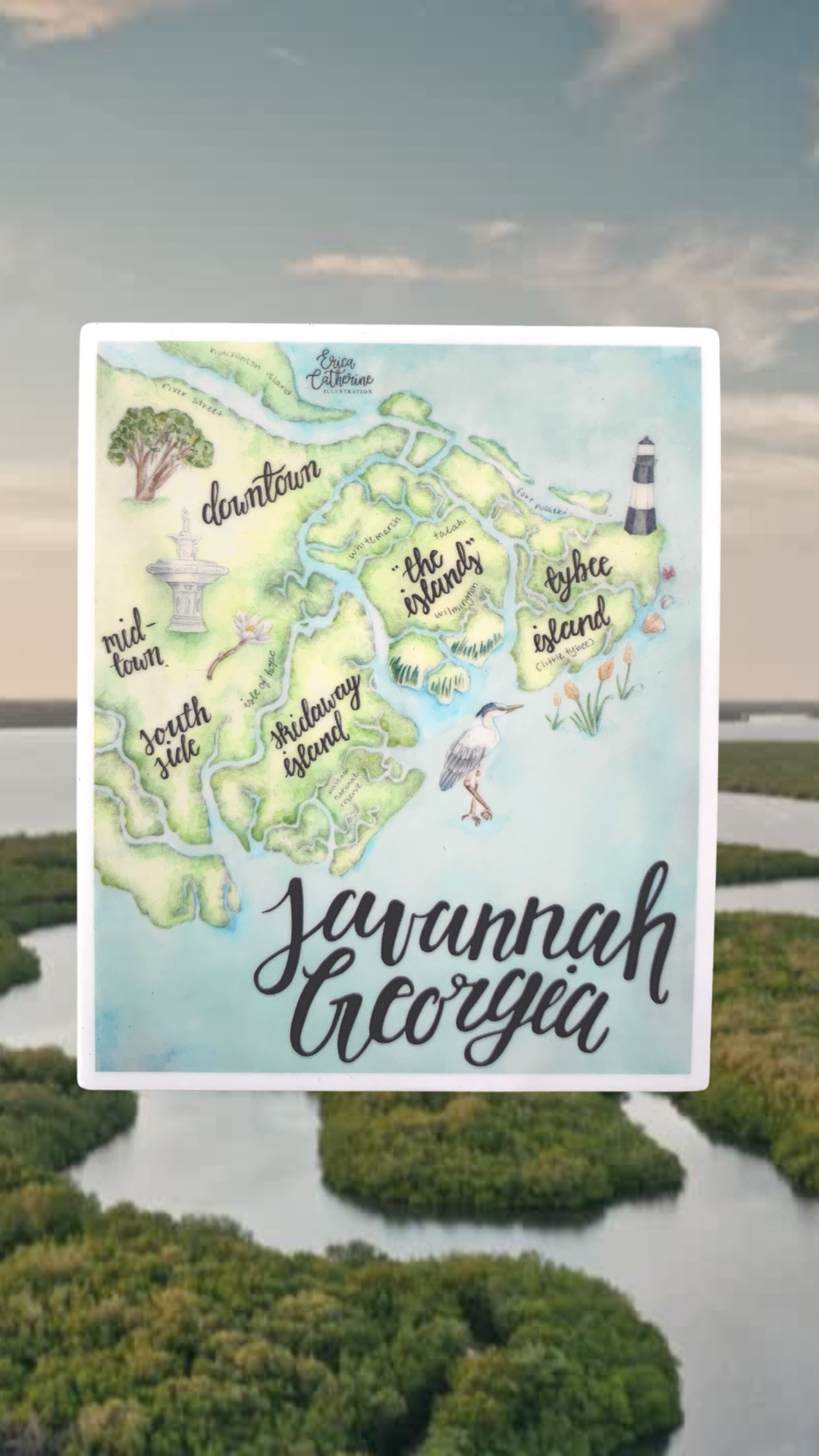 Savannah Map Vinyl Sticker