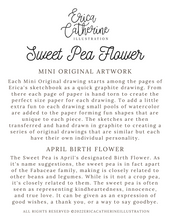 Load image into Gallery viewer, April Birth Flower - Sweet Pea Mini Original Drawing