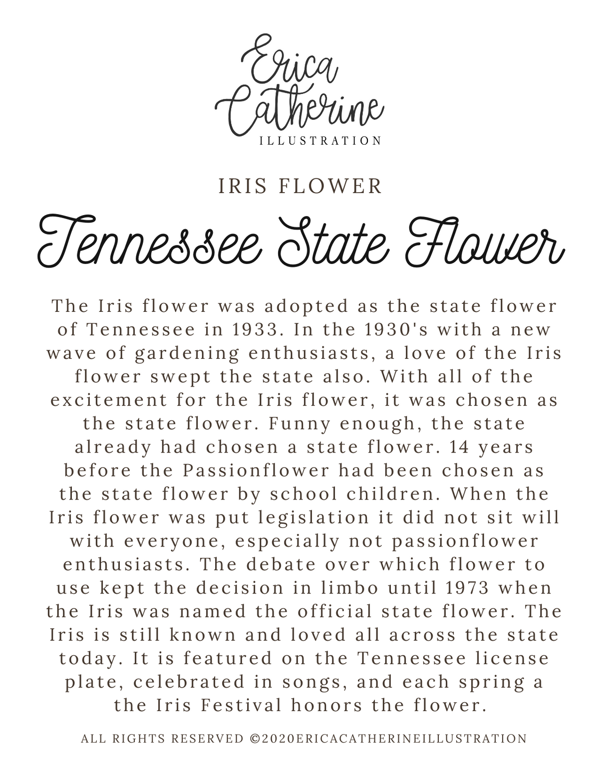 Tennessee State Flower Map Vinyl Sticker