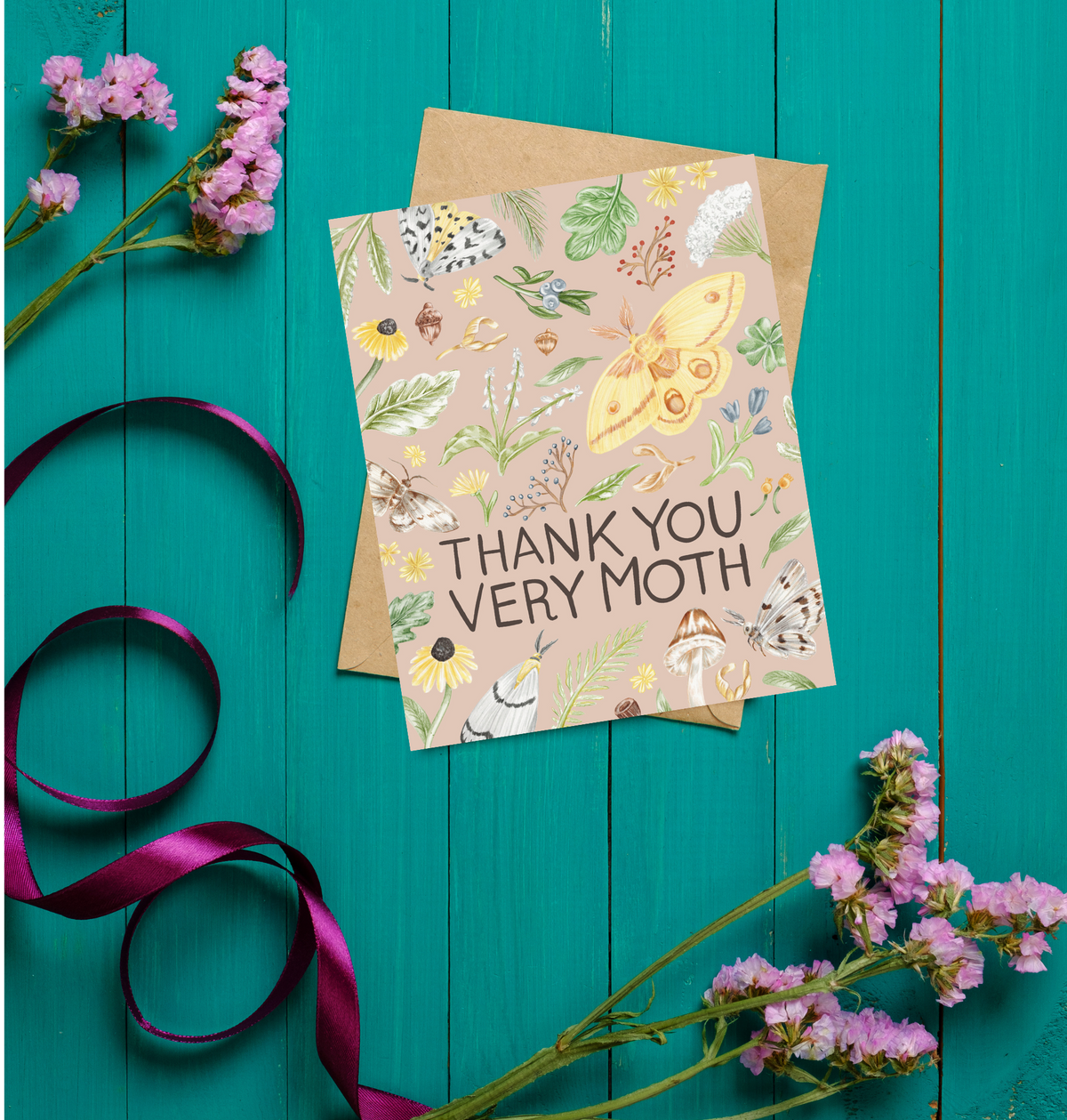 Thank you very Moth Folded Card