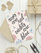 Load image into Gallery viewer, Roses are Red Violets are Blue Folded Card