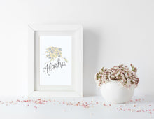 Load image into Gallery viewer, Alaska State Flower Map Art Print