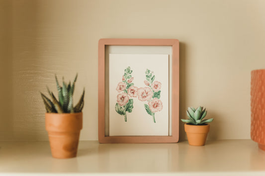 Letter H Floral Initial Art Print