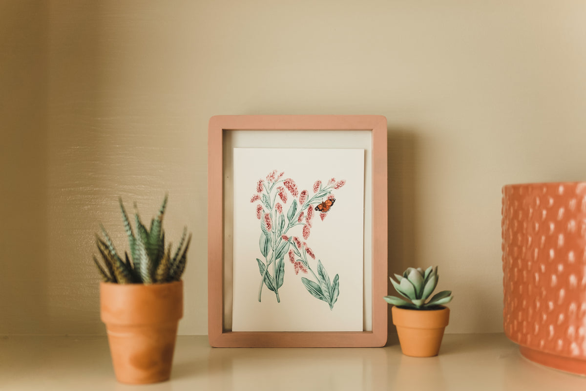 Letter K Floral Initial Art Print