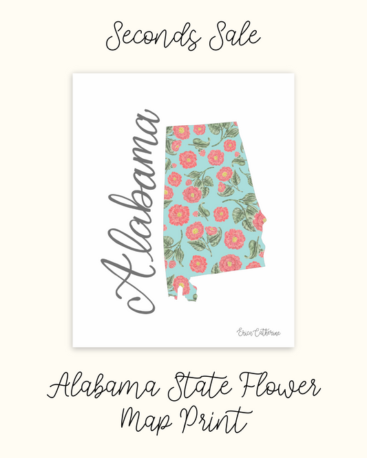 Alabama State Flower Map Print - Seconds Sale