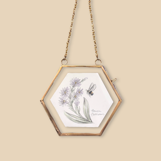 Aster and Bee Tiny Original Artwork Framed