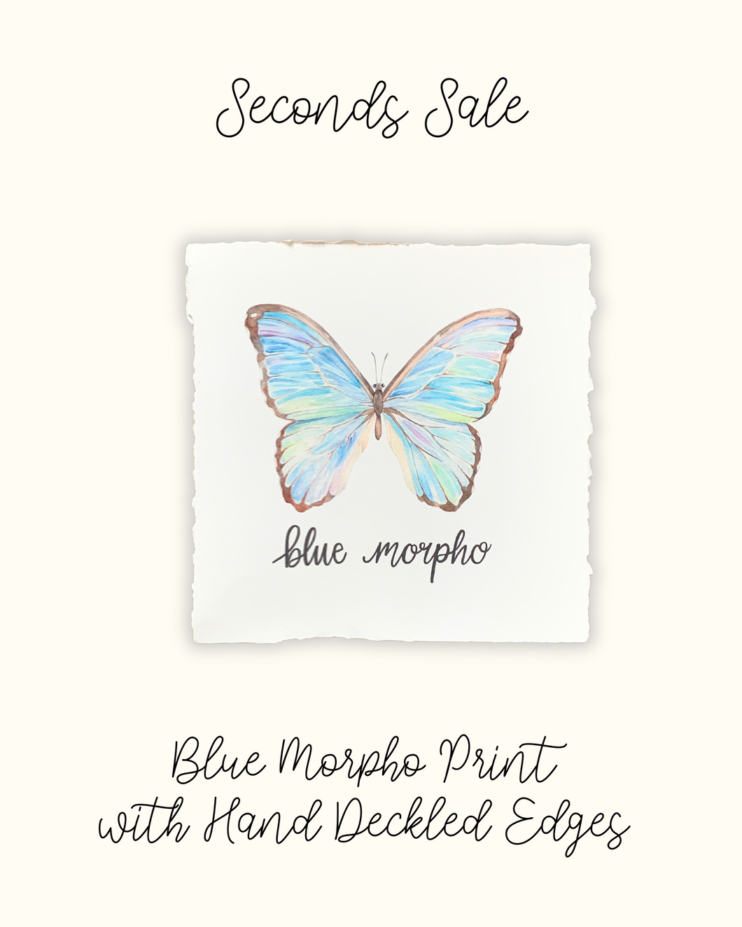 Blue Morpho Print with Hand Deckled Edge - Seconds Sale