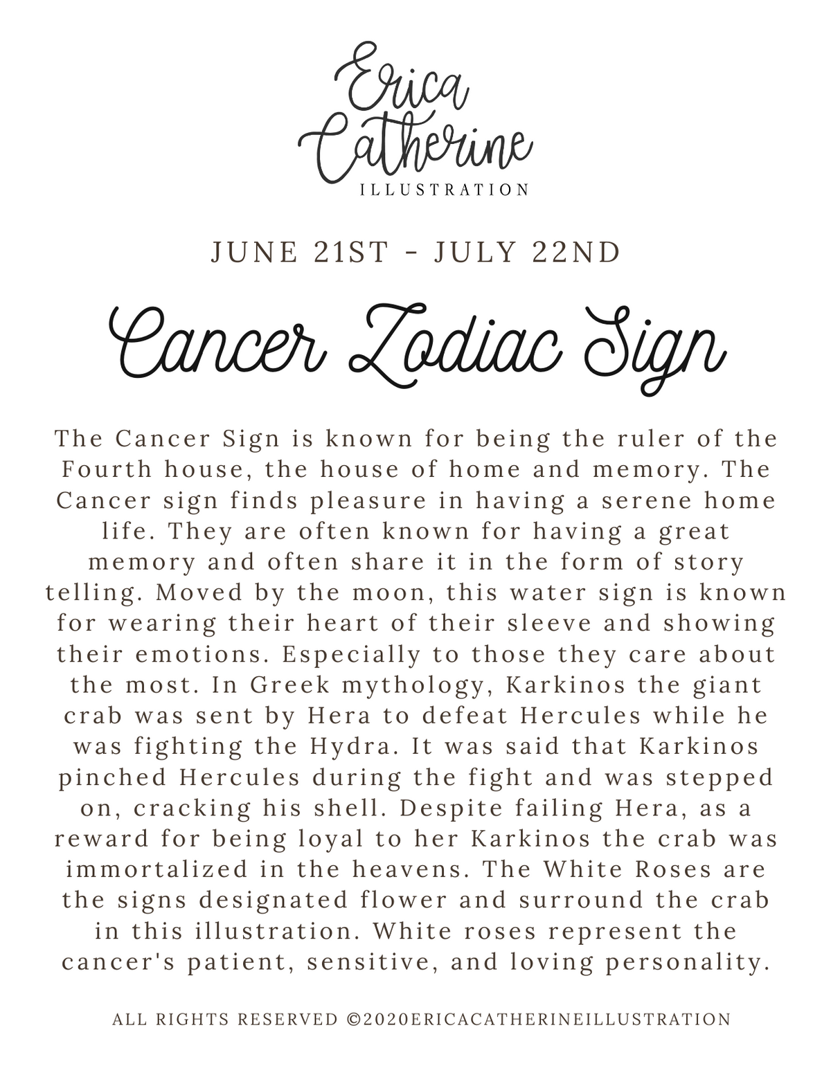 Cancer Zodiac Sign Print - Seconds Sale