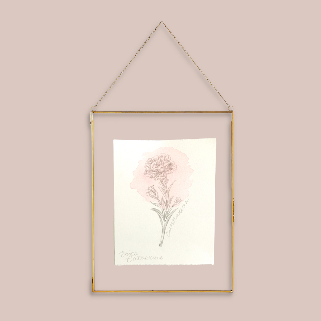 January Birth Flower - Carnation Mini Original Drawing
