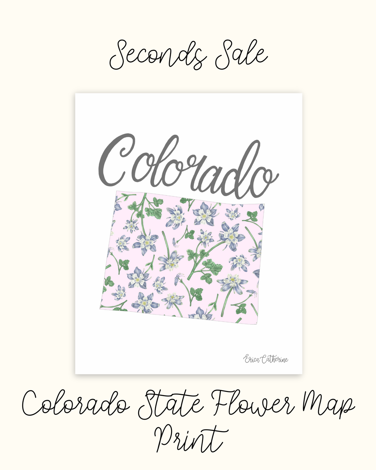 Colorado State Flower Map Print - Seconds Sale