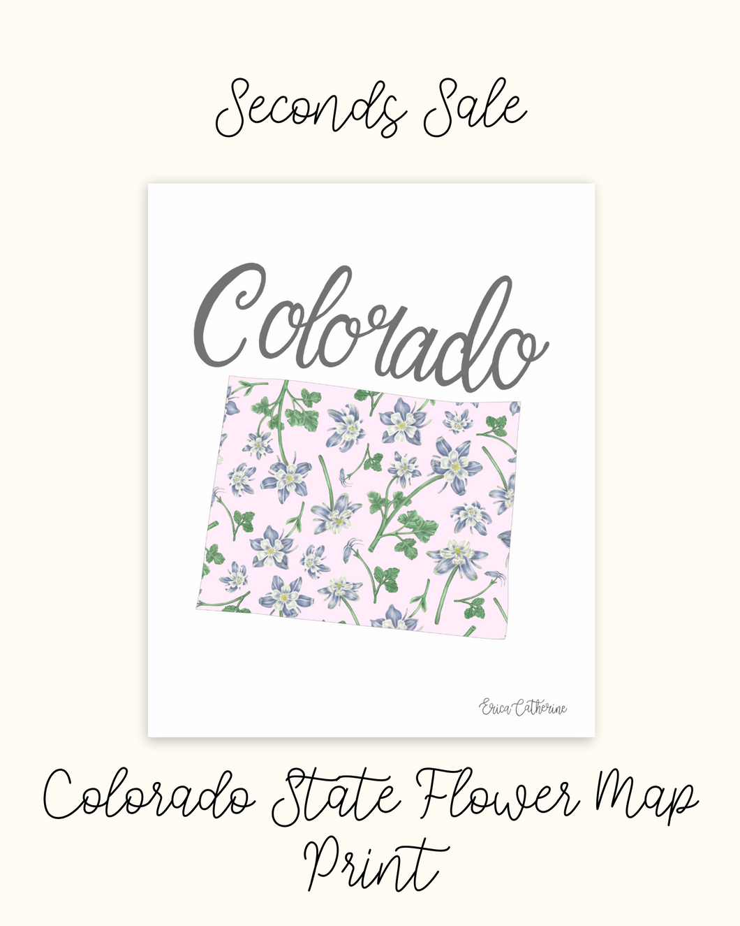 Colorado State Flower Map Print - Seconds Sale