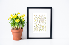 Load image into Gallery viewer, Ducks, Dragonflies, and Daffodils Art Print
