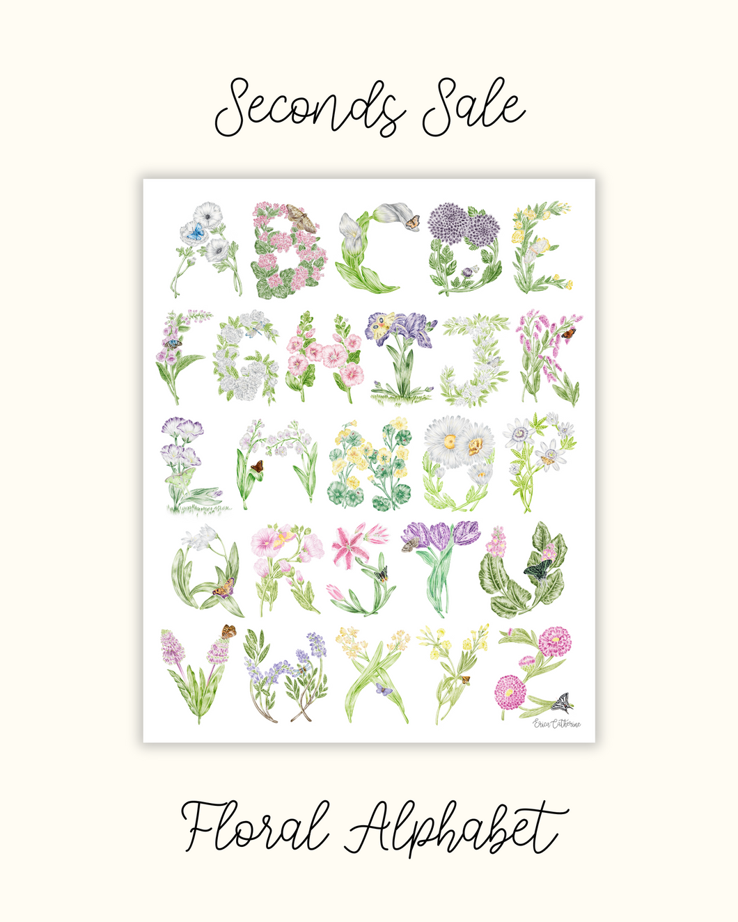 Floral Alphabet Print - Seconds Sale