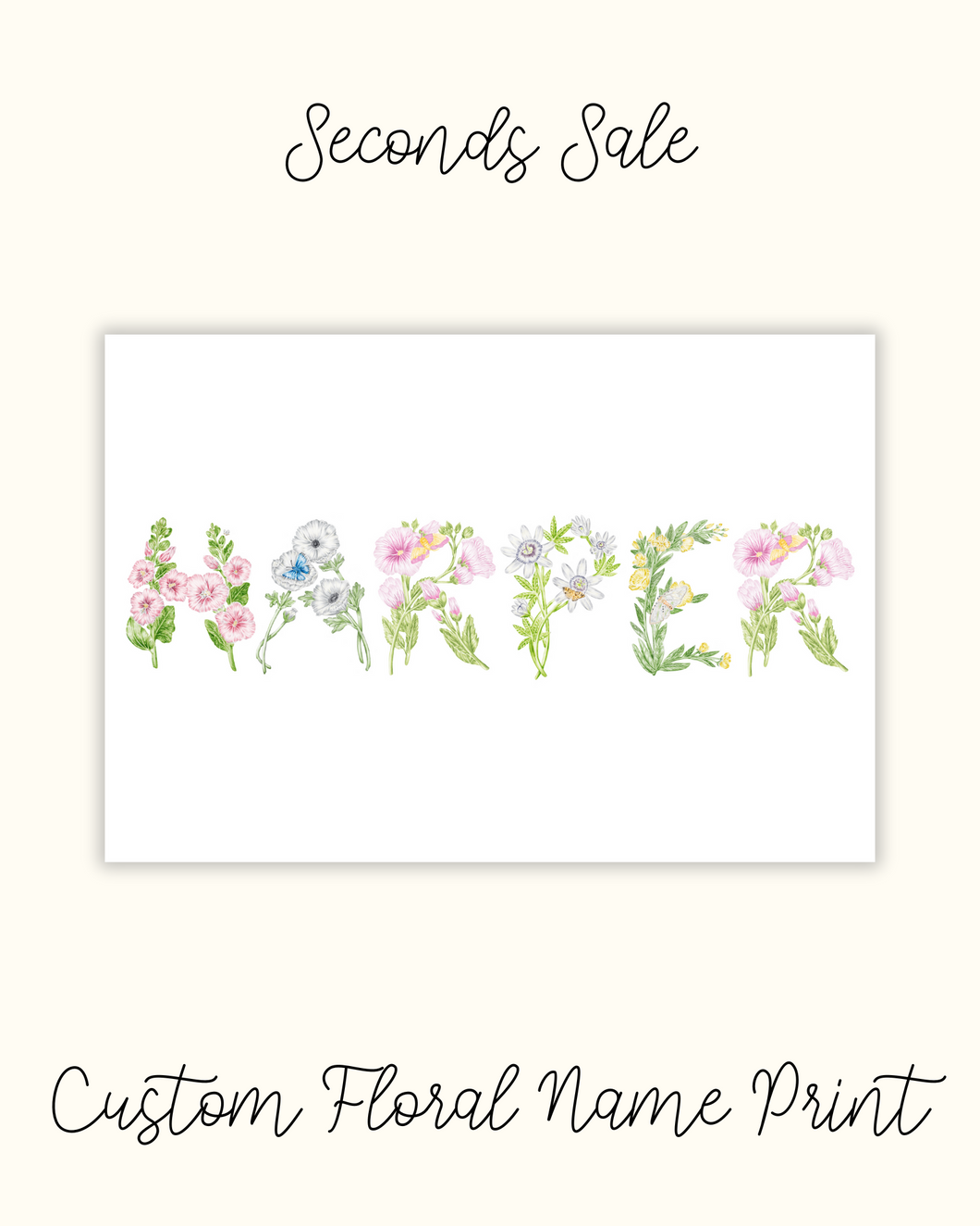 Custom Floral Name Print - Seconds Sale