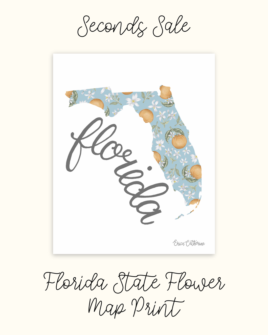 Florida State Flower Map Print - Seconds Sale