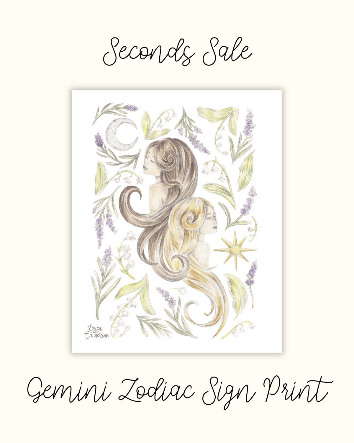Gemini Zodiac Sign Art Print - Seconds Sale