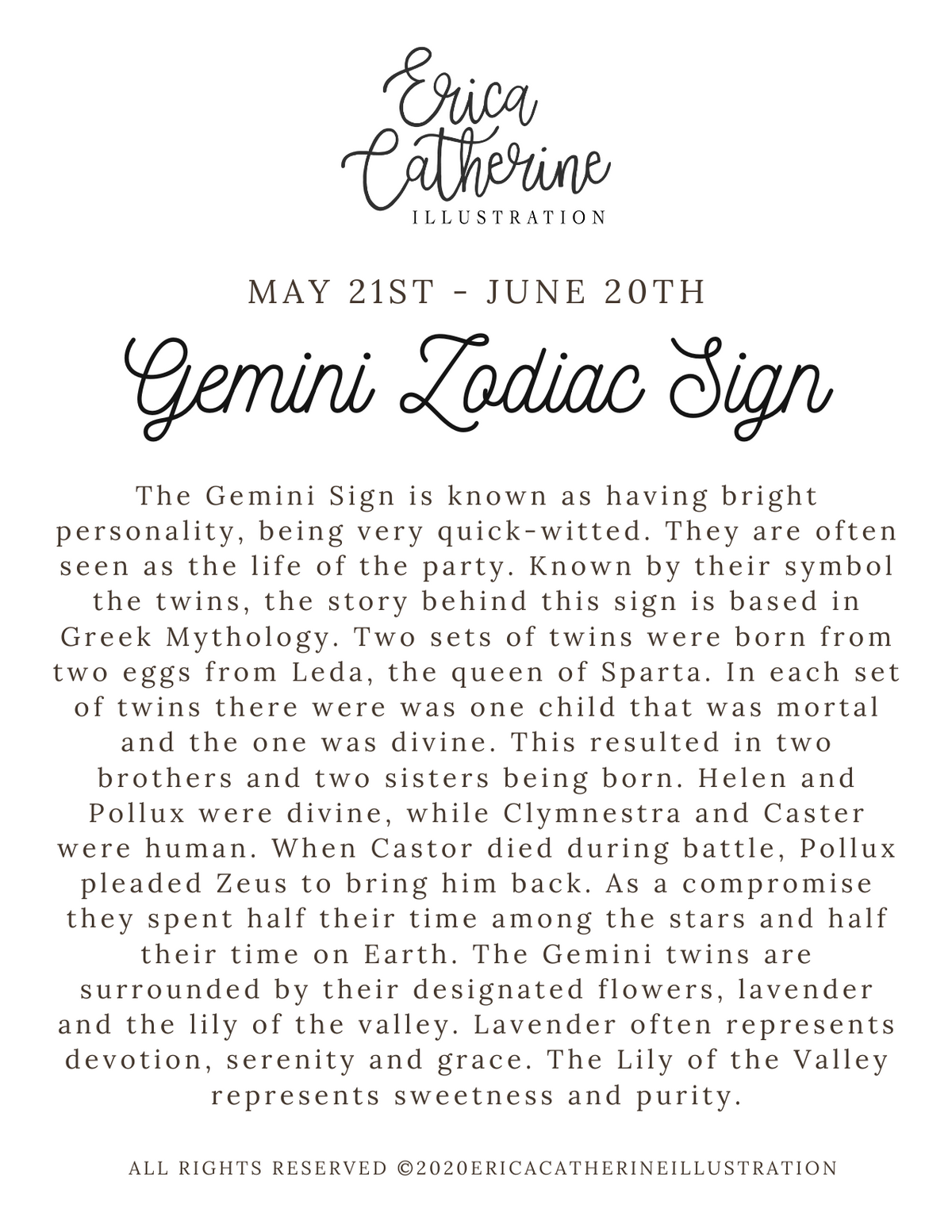 Gemini Zodiac Sign Art Print - Seconds Sale