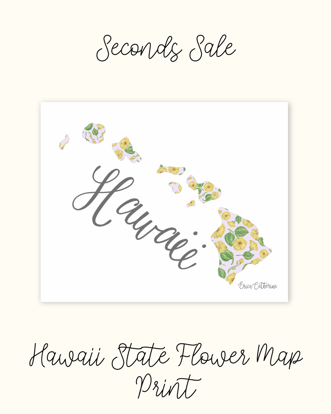 Hawaii State Flower Map Print - Seconds Sale