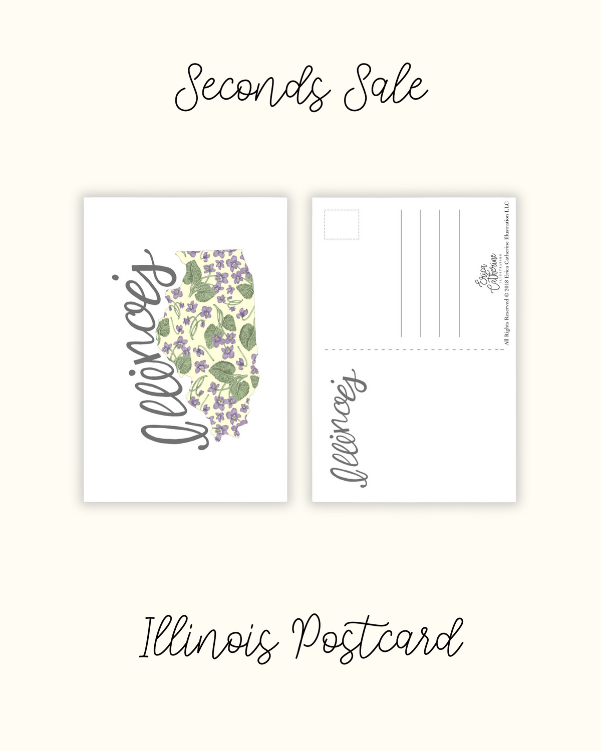 Illinois State Map Post Card - Seconds Sale