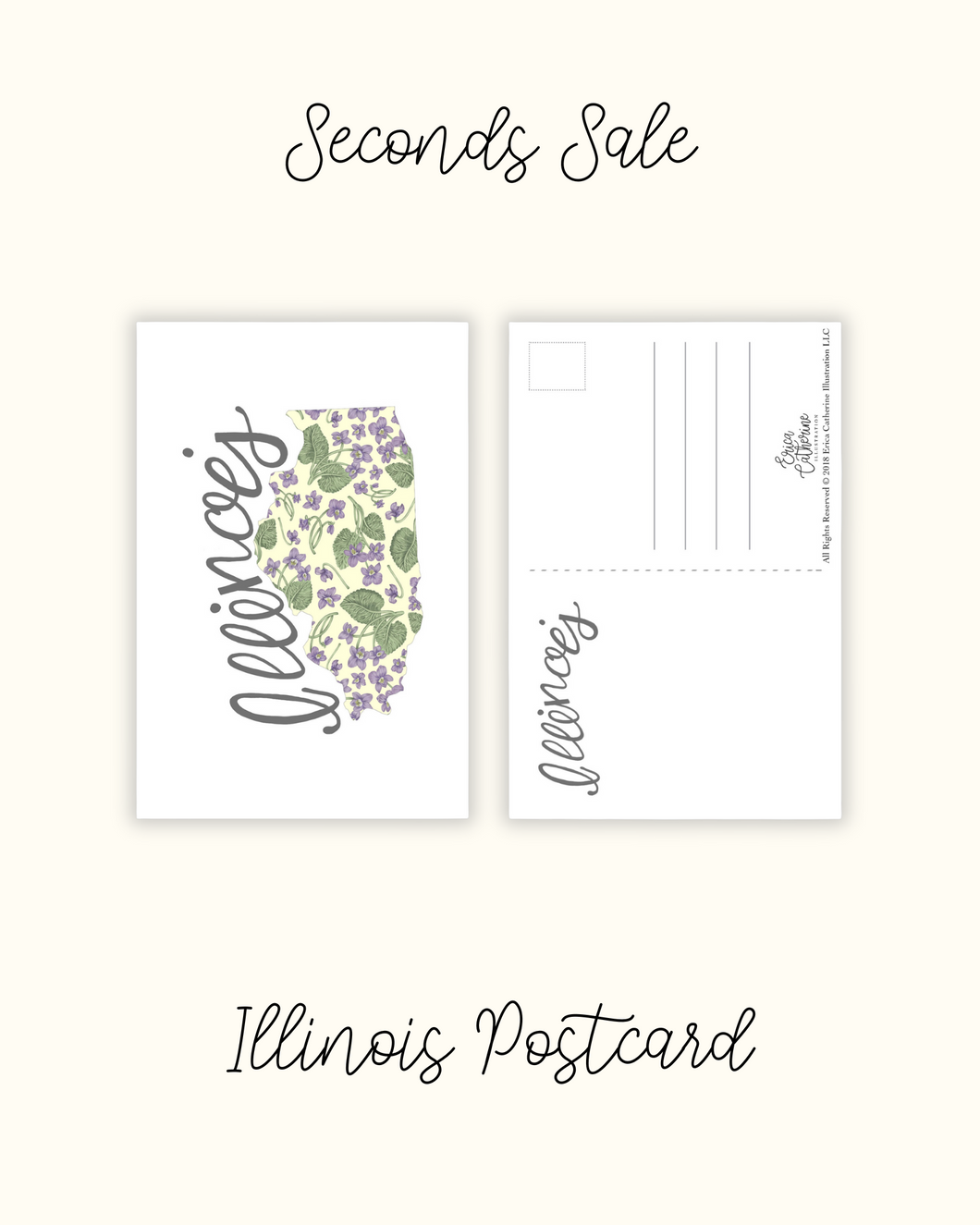 Illinois State Map Post Card - Seconds Sale