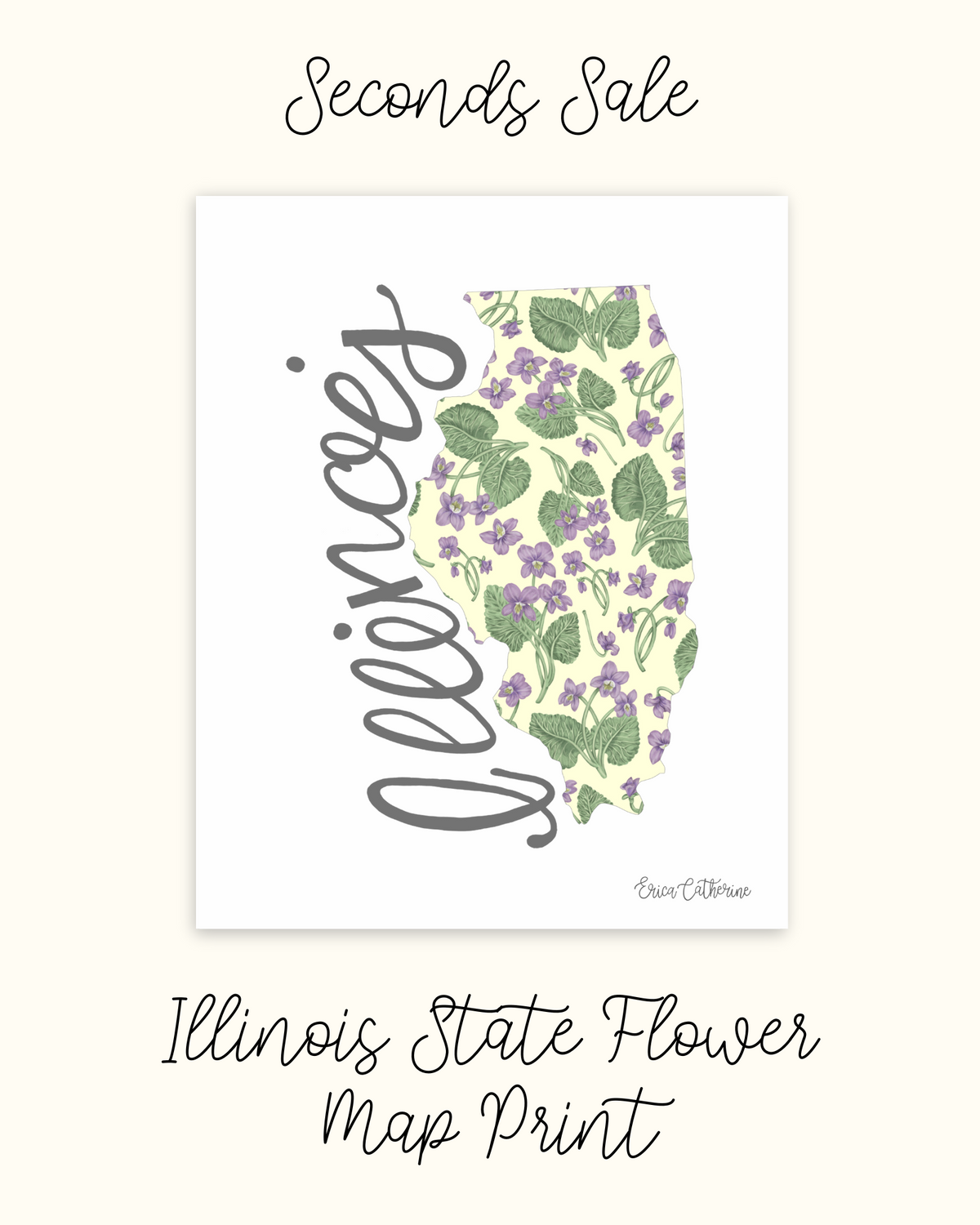 Illinois State Flower Map Prints - Seconds Sale