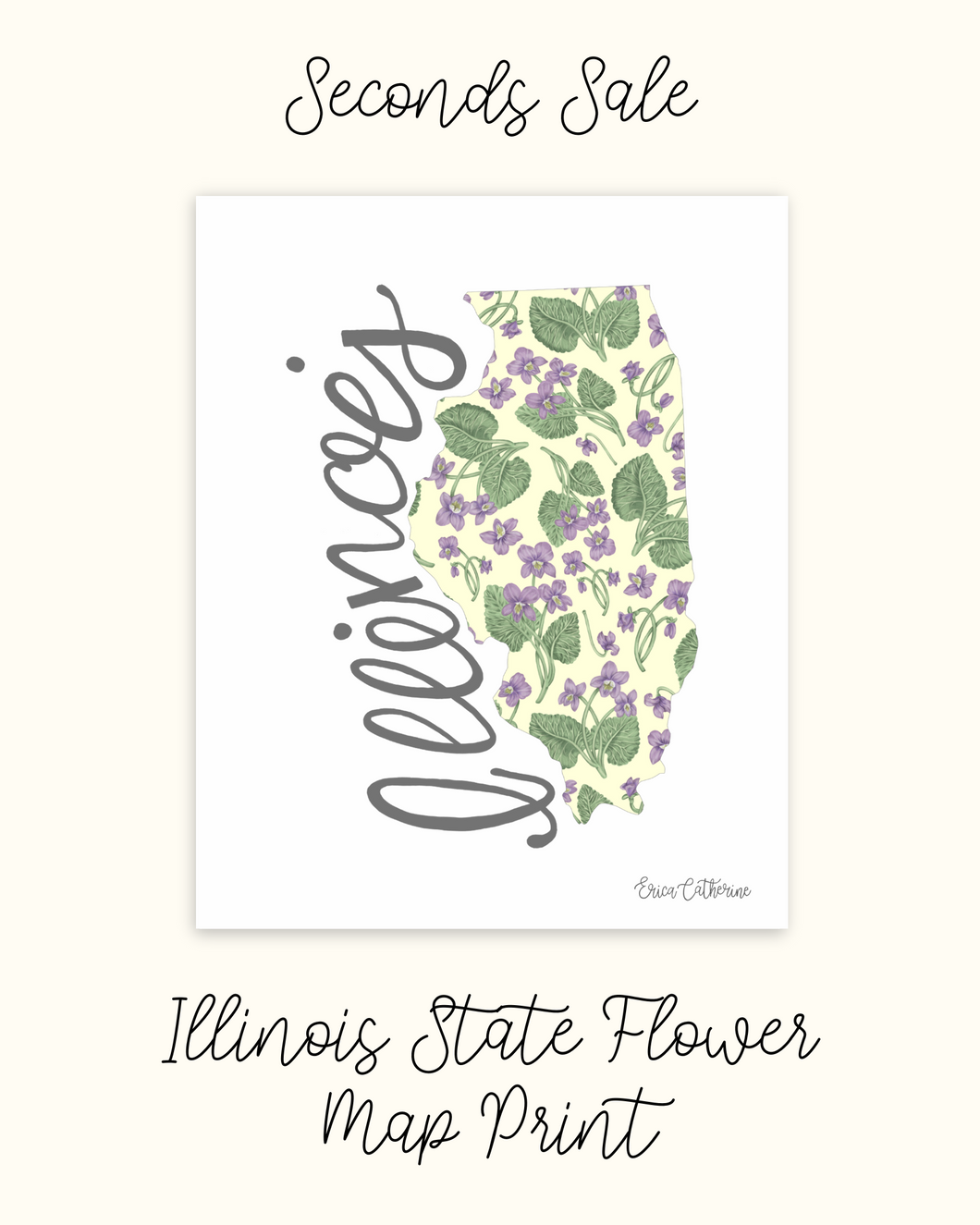 Illinois State Flower Map Prints - Seconds Sale