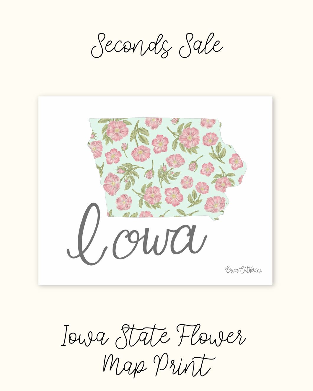 Iowa State Flower Map Print - Seconds Sale