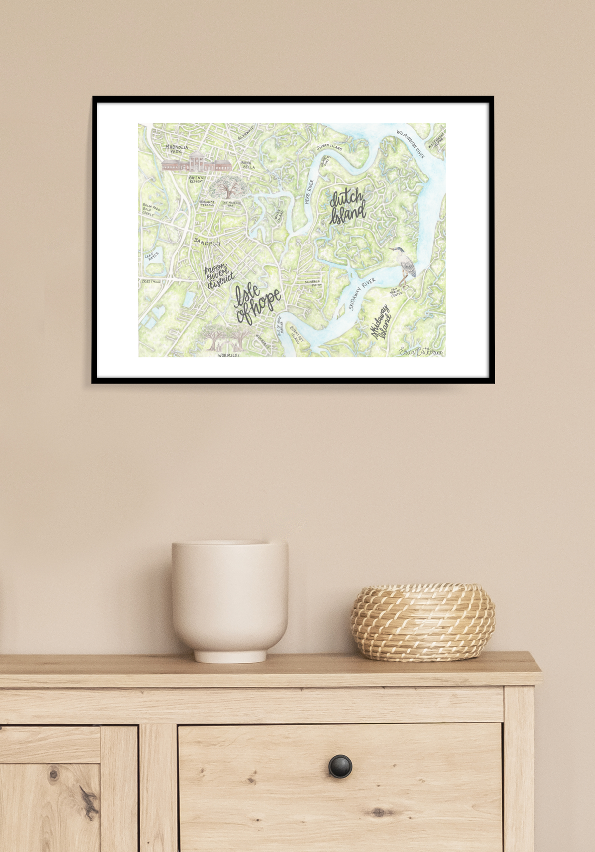 Isle of Hope and Dutch Island Map - Fine Art Print