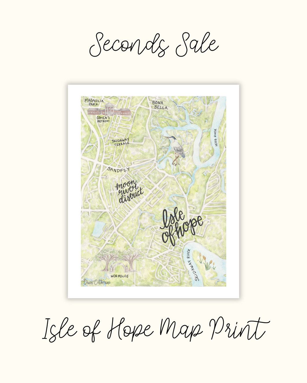 Isle of Hope, Georgia Map Print - Seconds Sale