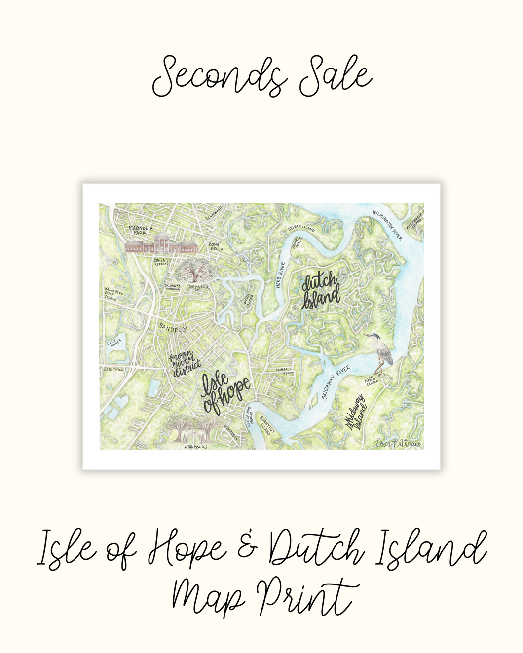 Isle of Hope and Dutch Island Map Print - Seconds Sale