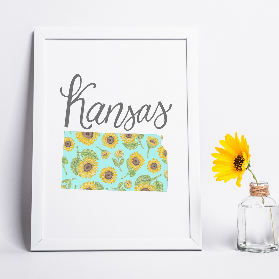 Kansas State Map Art Print