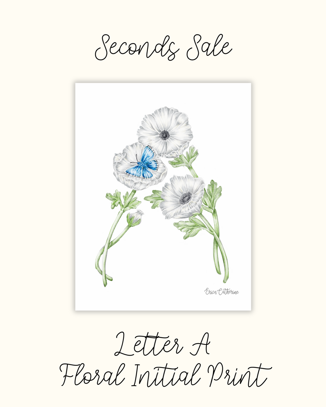 Letter A Floral Alphabet Print - Seconds Sale