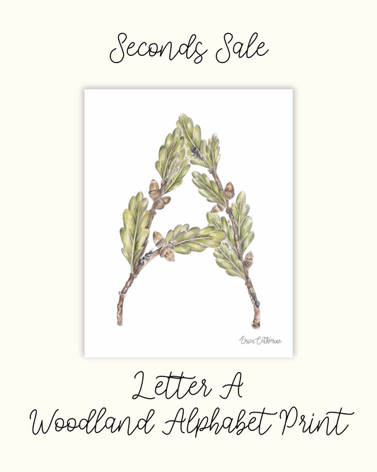 Letter A Woodland Print - Seconds SAle