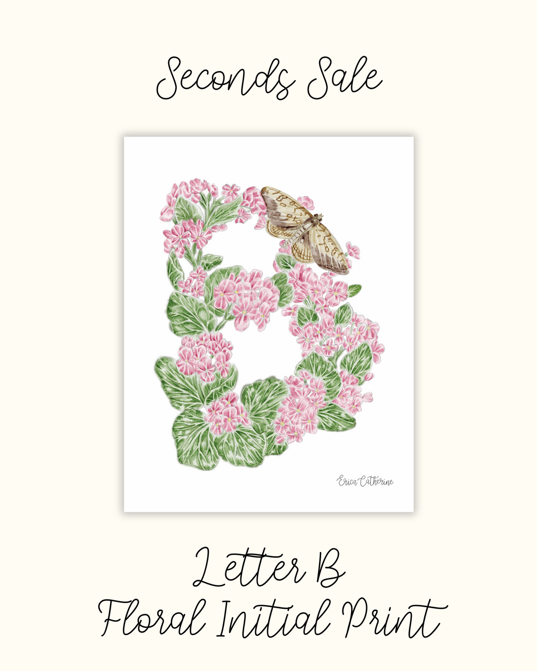 Letter B Floral Alphabet Print - Second Sale