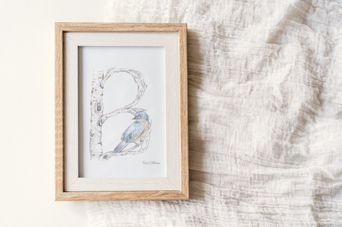 Letter B Woodland Alphabet Fine Art Print