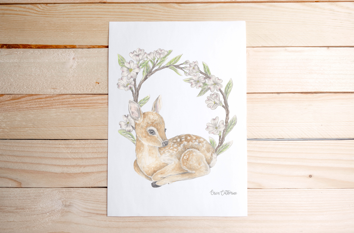 Letter D Woodland Alphabet Collection Fine Art Print