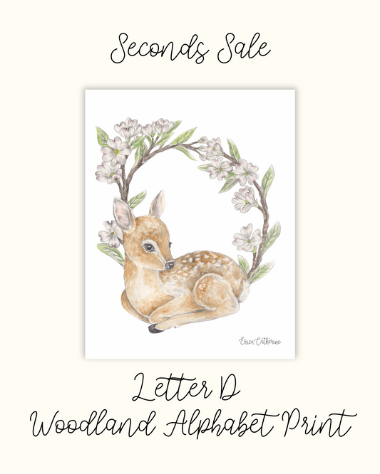 Letter D Woodland Initial Print - Seconds Sale