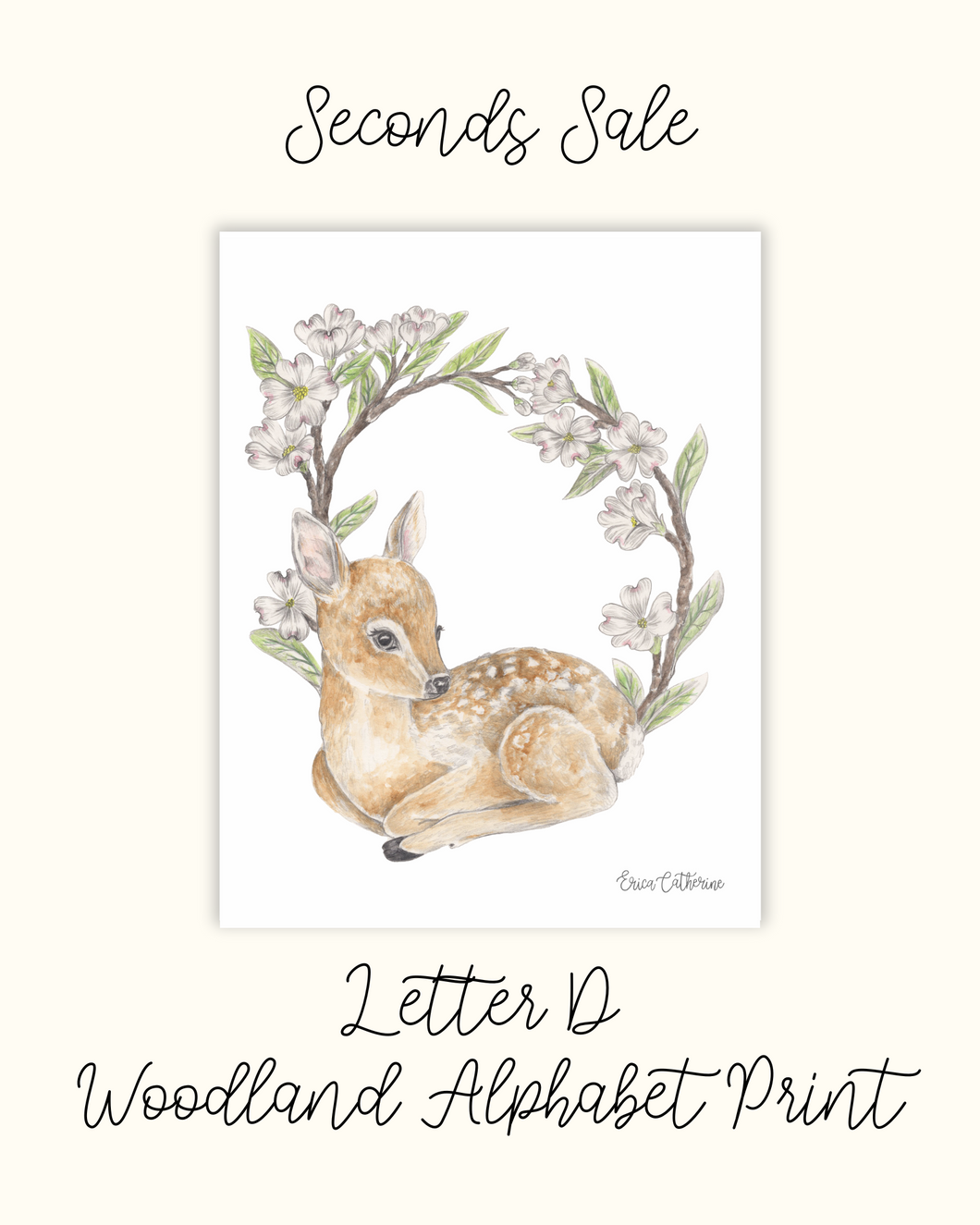 Letter D Woodland Initial Print - Seconds Sale