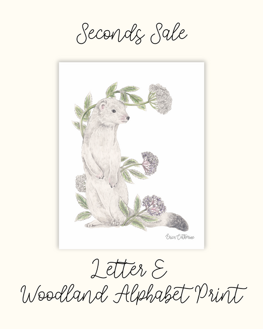 Letter E Woodland Initial Print - Seconds Sale