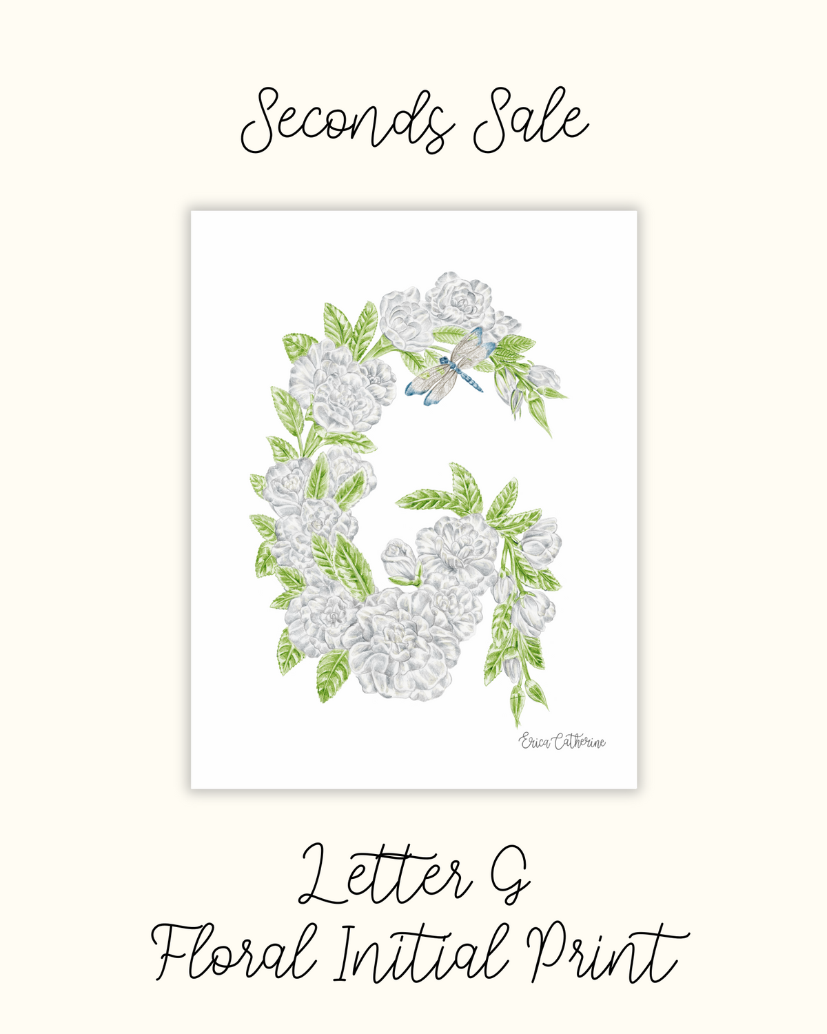 Letter G Floral Alphabet Print - Seconds Sale