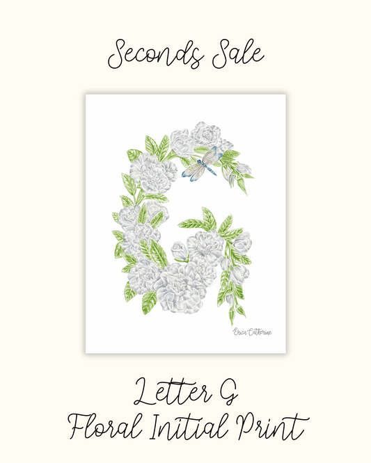 Letter G Floral Alphabet Print - Seconds Sale