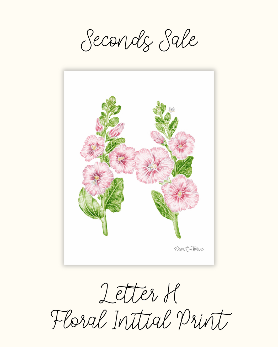 Letter H Floral Alphabet Print - Seconds Sale