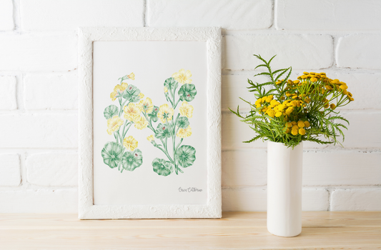 Letter N Floral Initial Art Print