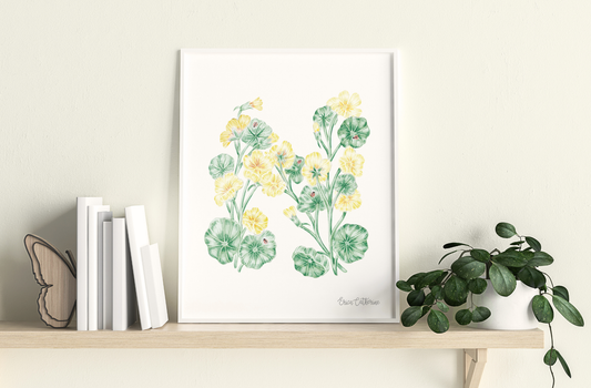 Letter N Floral Initial Art Print