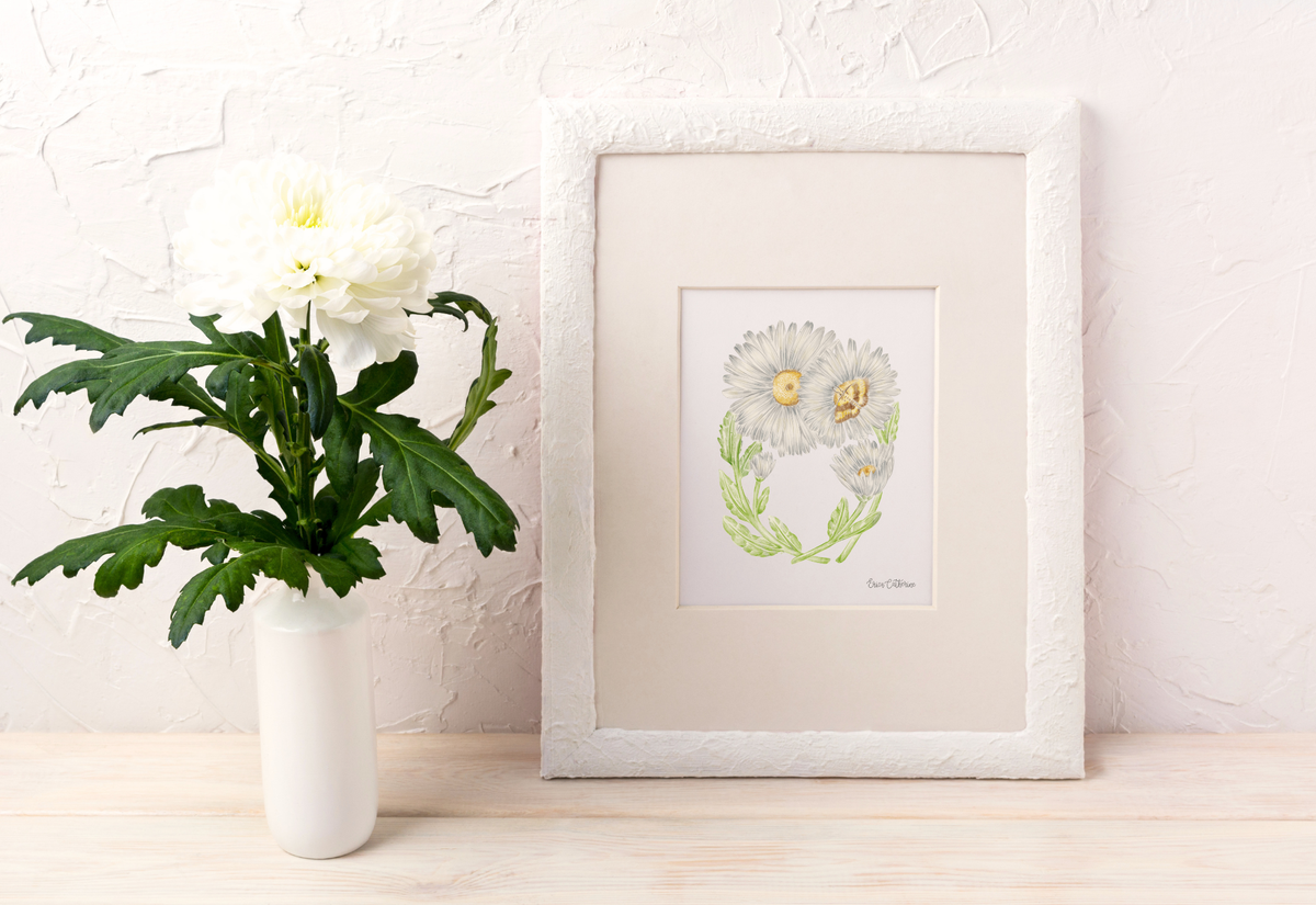 Letter O Floral Initial Art Print
