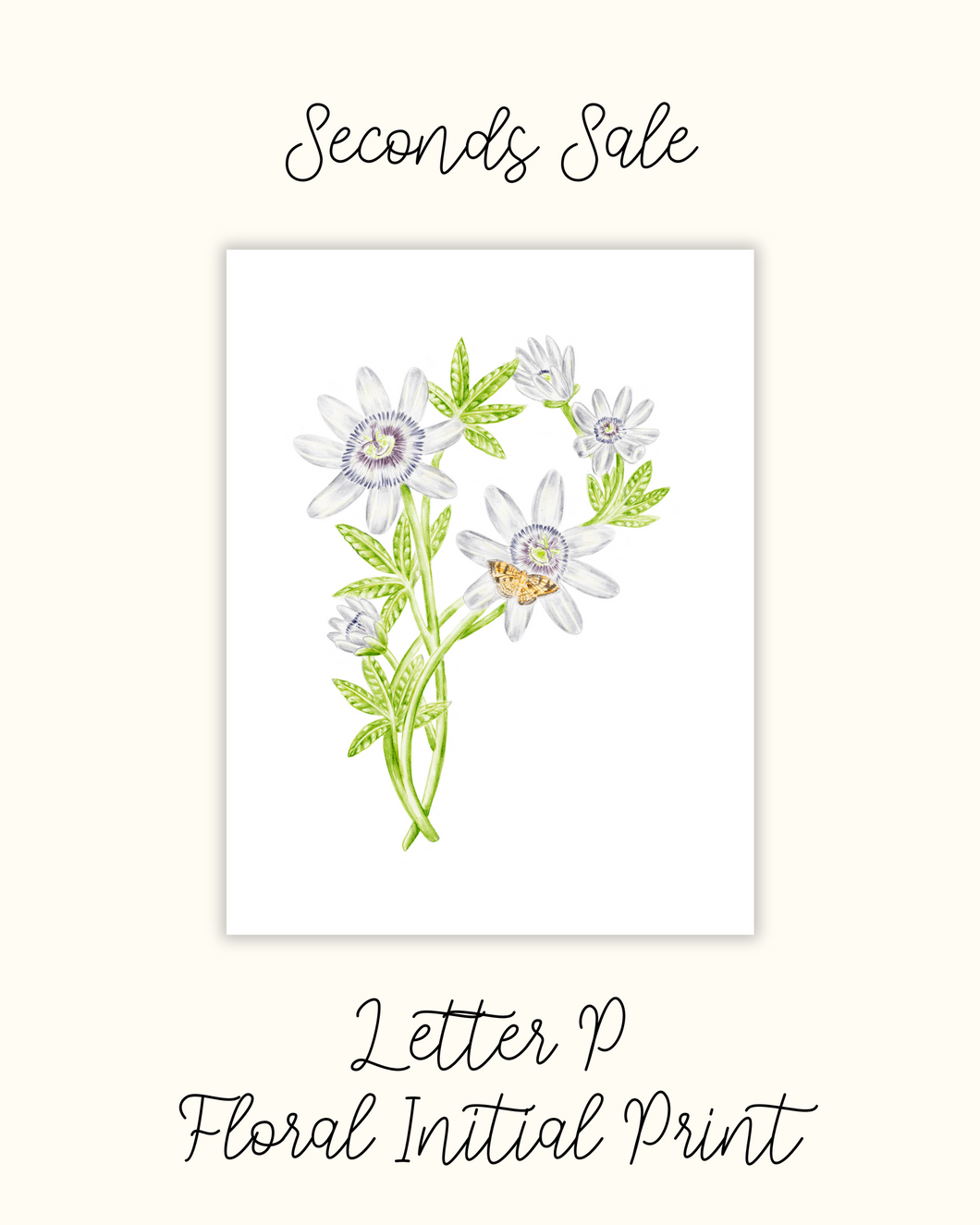 Letter P Floral Initial Print - Seconds Sale