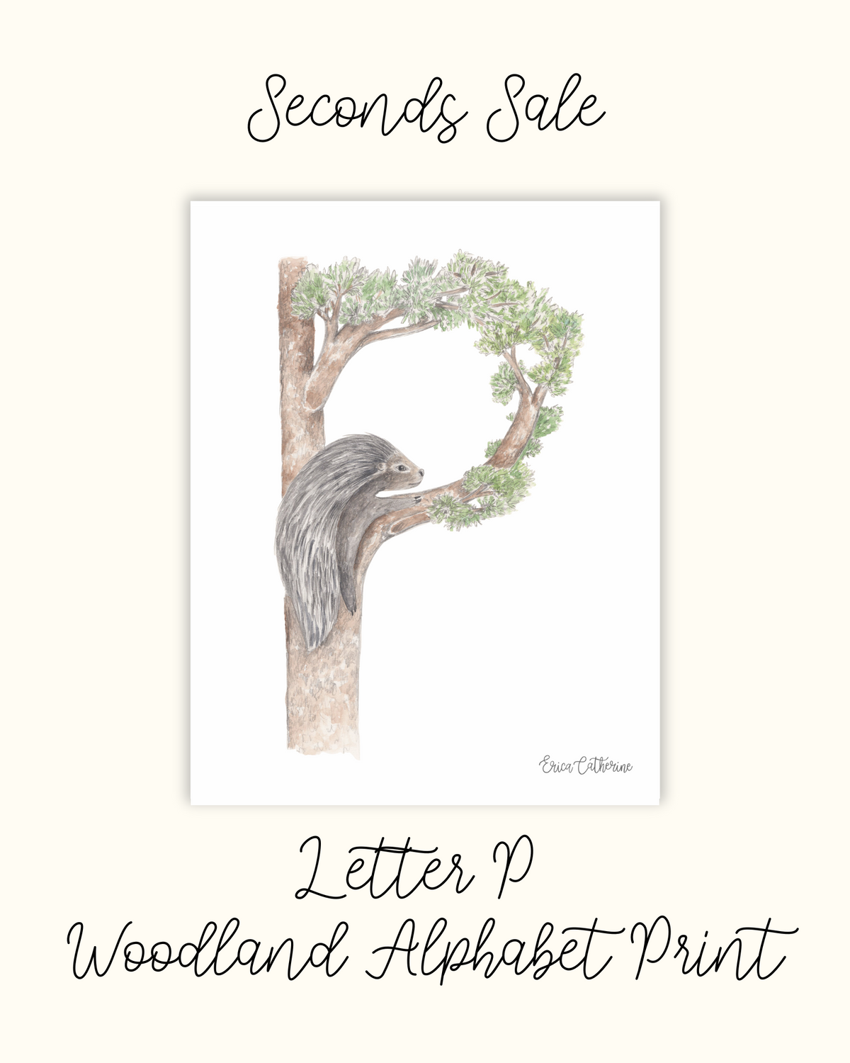 Letter P Woodland Initial Print - Seconds Sale