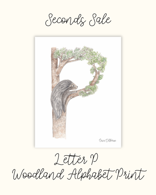 Letter P Woodland Initial Print - Seconds Sale