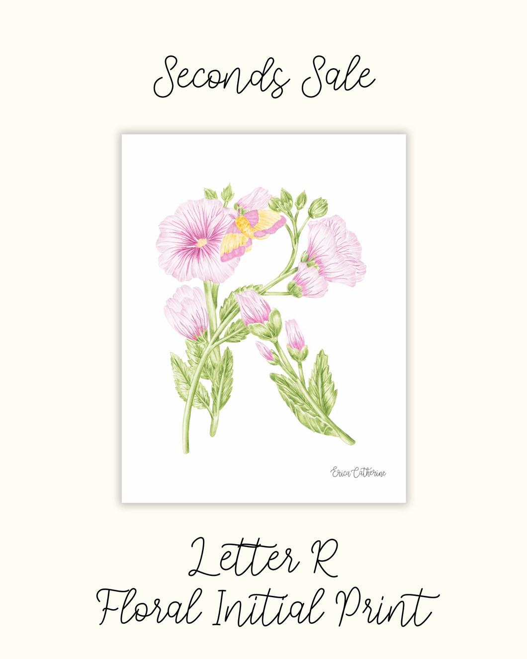 Letter R Floral Alphabet Print - Seconds Sale